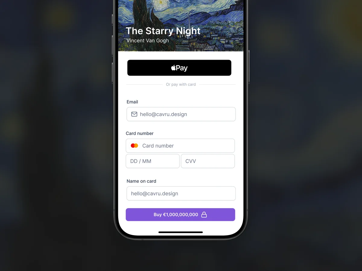 Credit card checkout mockup