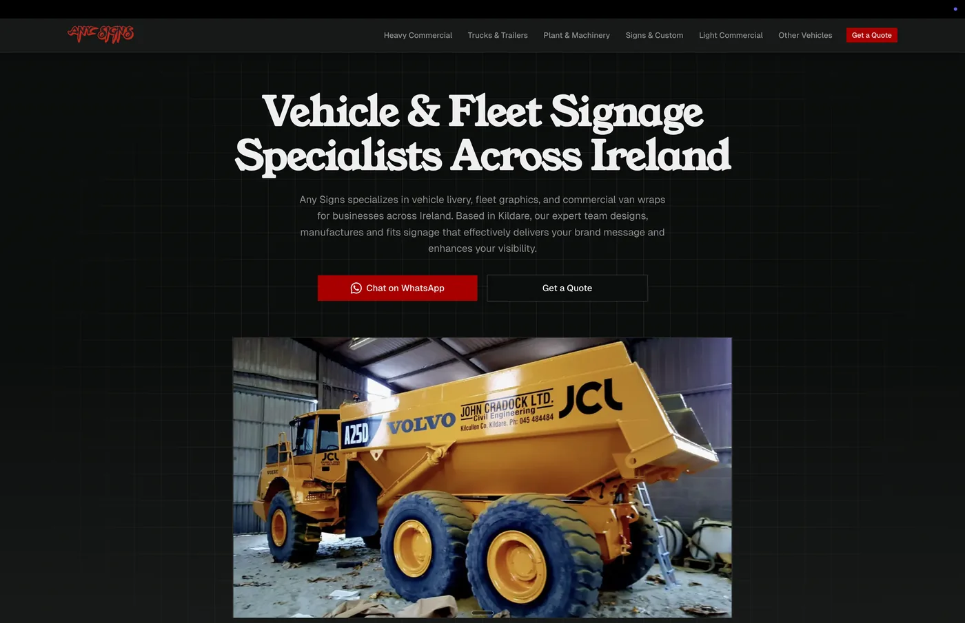 Any Signs website screenshot