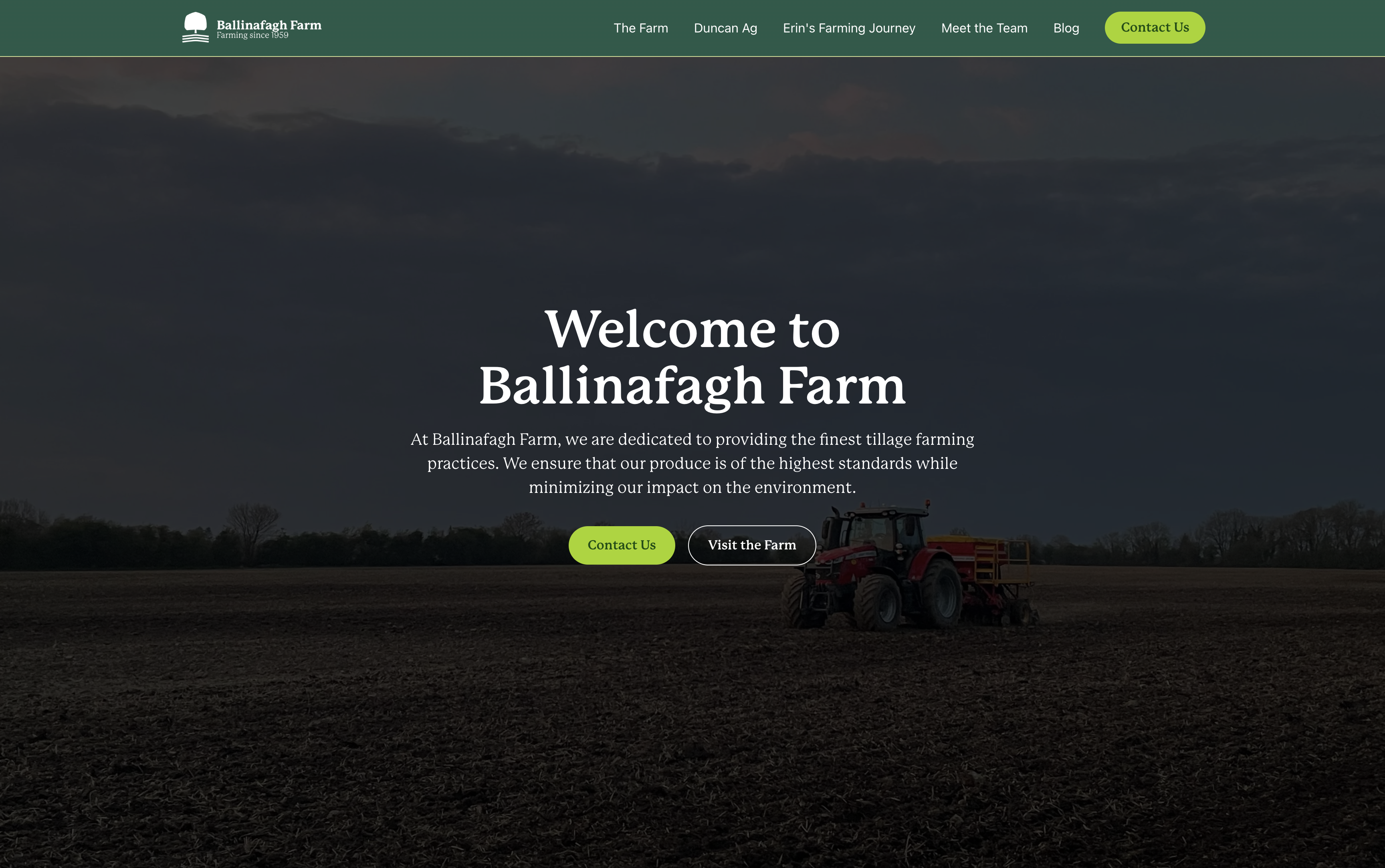 Ballinafagh Farm website screenshot