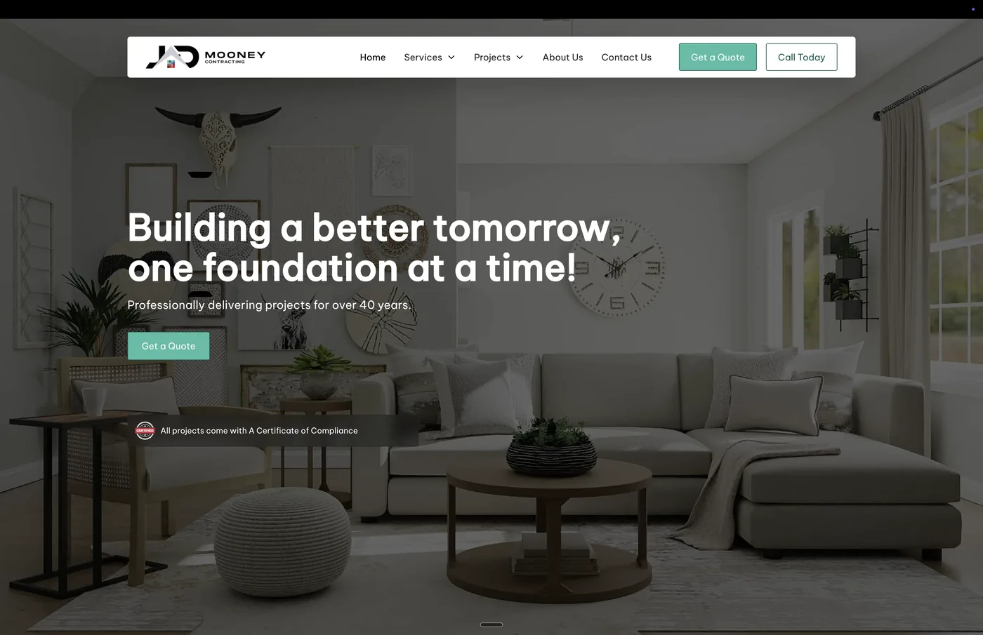 JD Mooney website screenshot