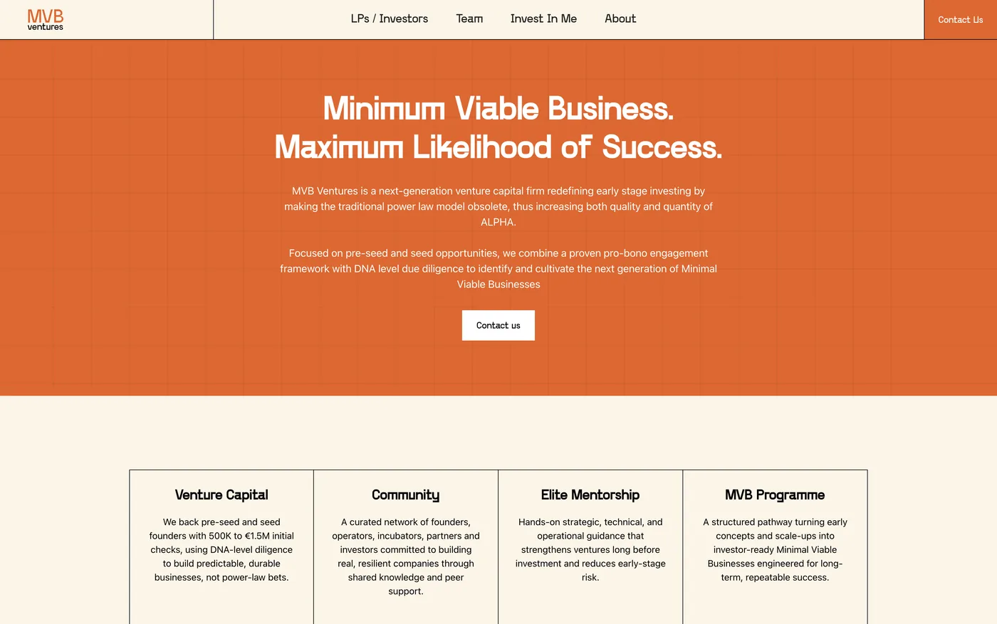 MVB Ventures website screenshot
