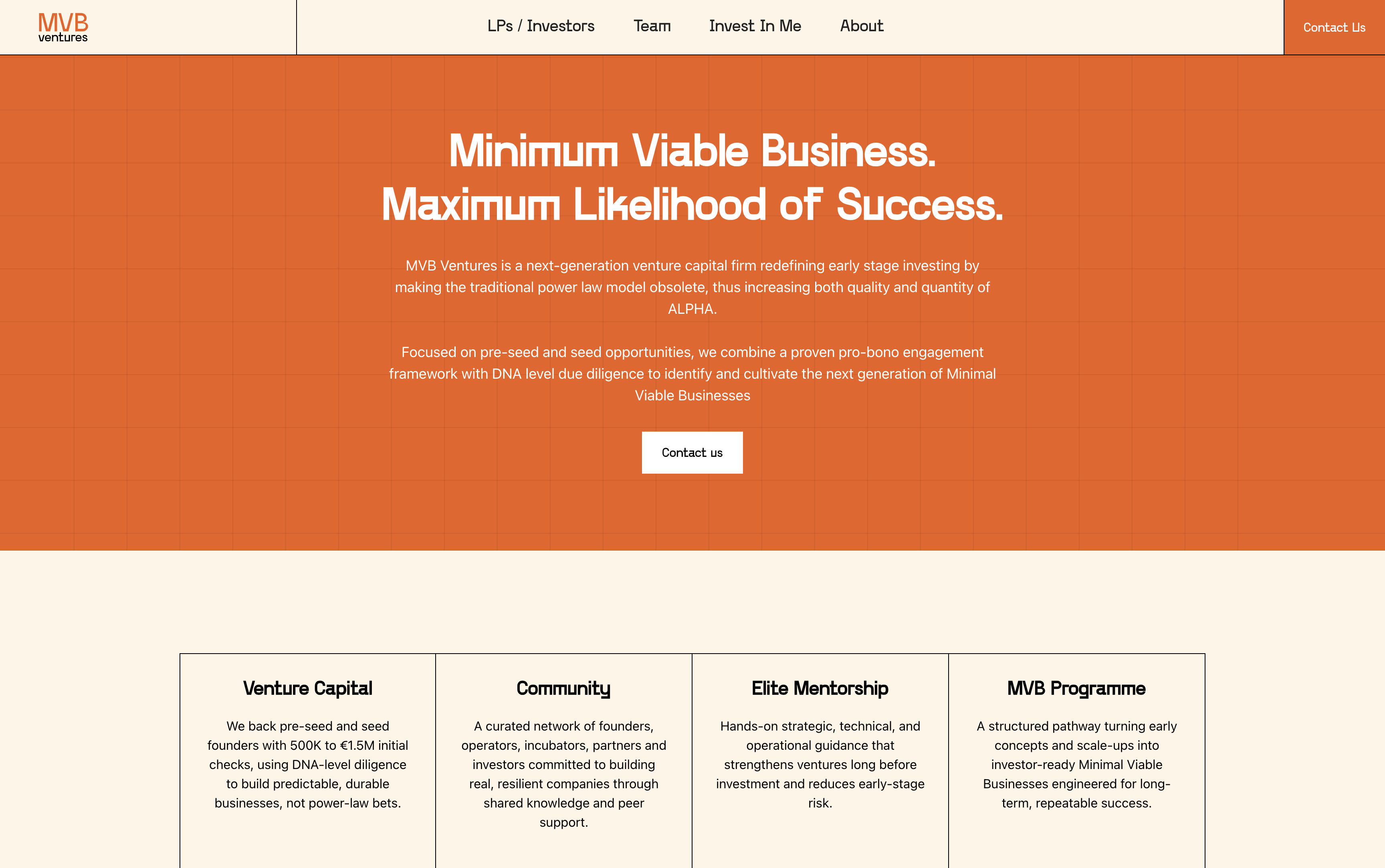 MVB Ventures website screenshot